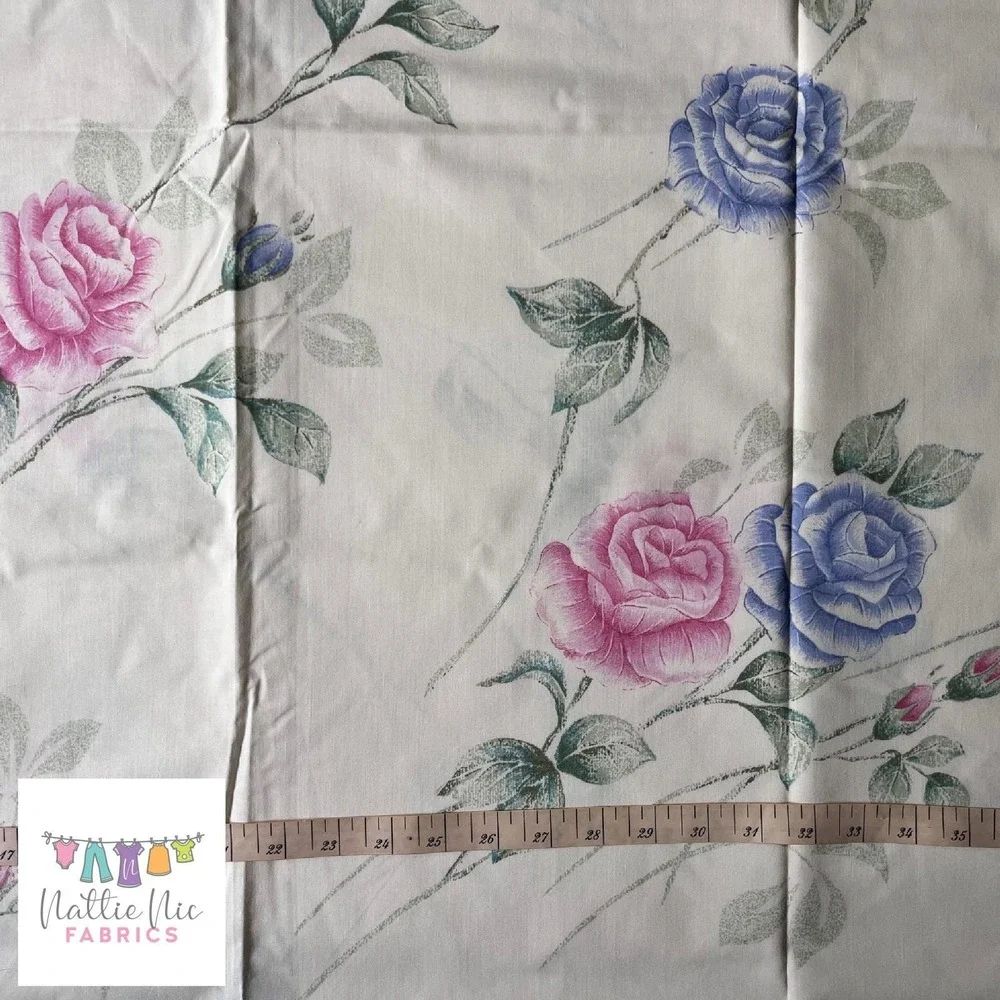 Vintage Full Size sheet set with 2 pillowcases‎ pink and purple roses NWOT